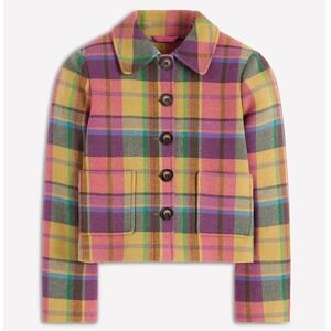 Boden Blue Knightsbridge Wool Jacket Plaid Multicolor Size 2 New With Tags